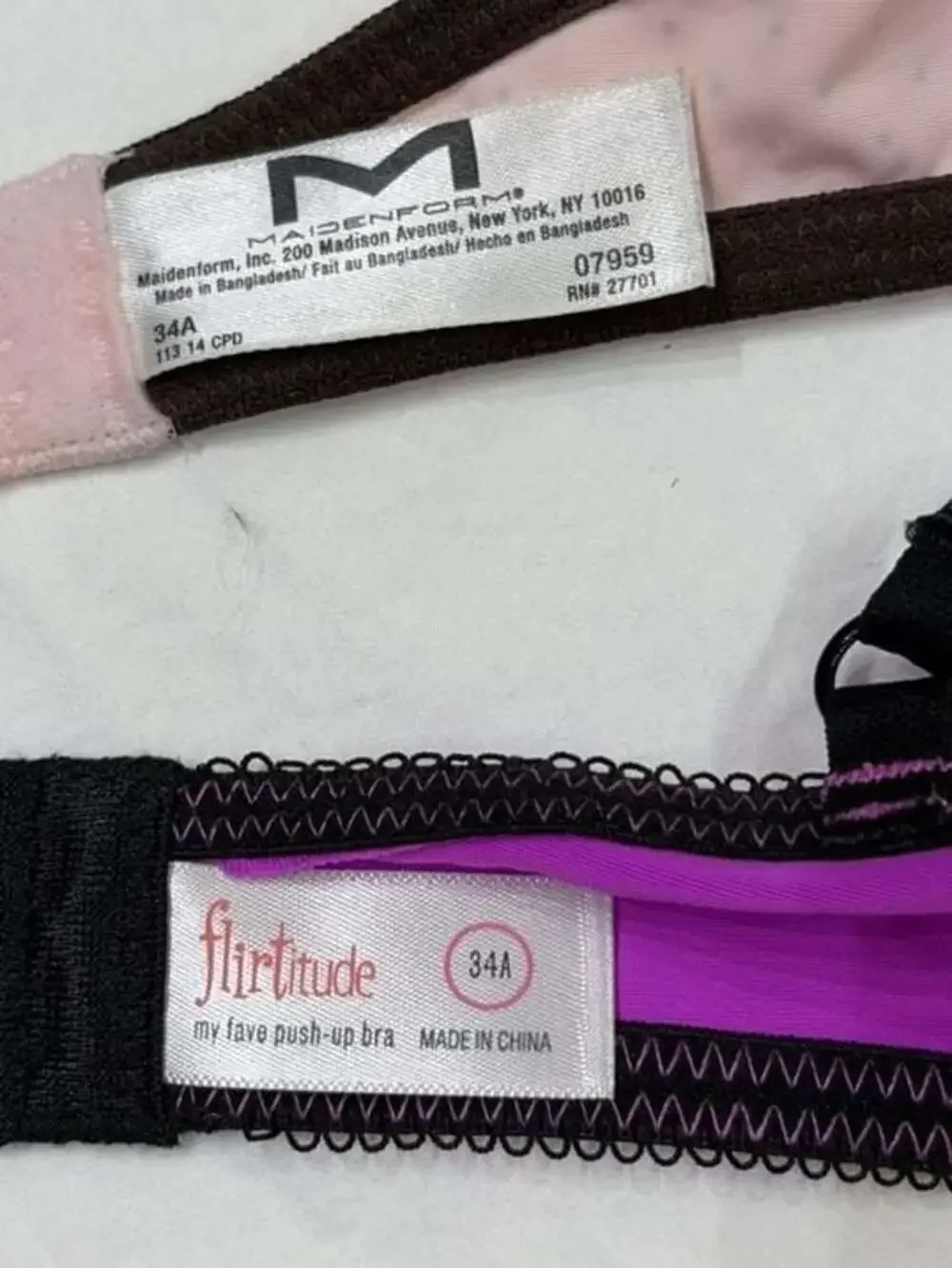Maidenform One Fab Fit Demi T-Shirt Bra/ Flirtitude My Fave Push-Up Bra Set 34A
